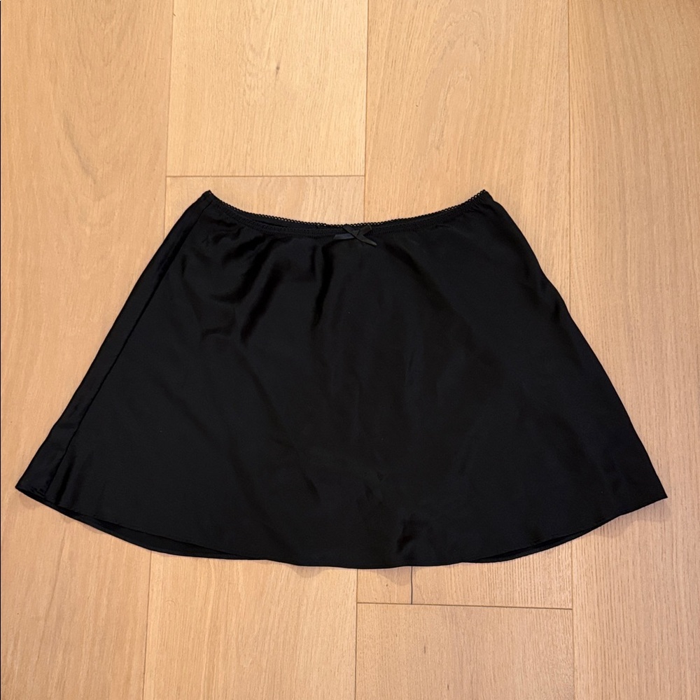 Reformation Edda Black Silk Mini Skirt